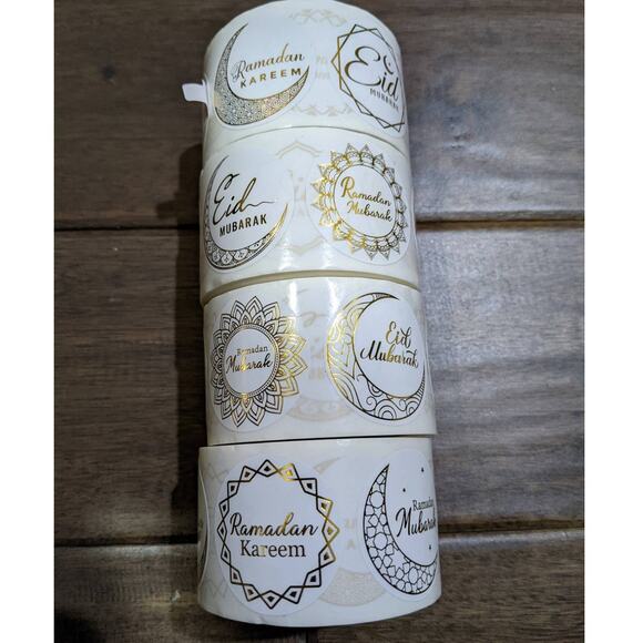 1 Roll 300 Pieces Eid Mubarak Ramadan Kareem Stickers Labels Party Decorations - Picture 1 of 5